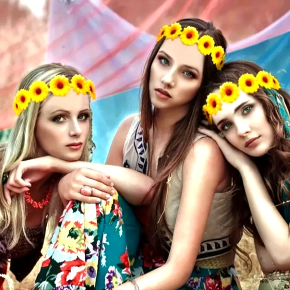 4/$15 Hair Boho Wedding Sunflower Headband for Women Handmade Hair Boho Wedding